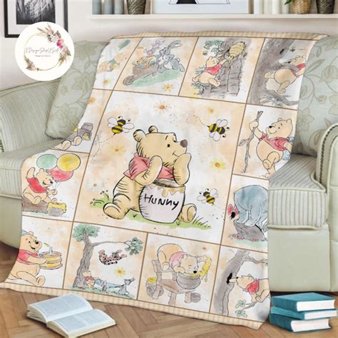 Personalized Watercolor Winnie The Pooh Blanket Pooh Bear And Friends Blanket Birthday T For