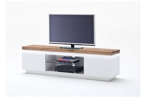 Meuble Tv Design Laqu Blanc Cass Mat Et Bois Led Cbc Meubles