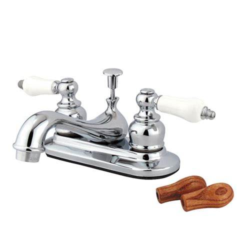 Kingston Brass Chrome 2 Handle 4 Centerset Bathroom Faucet With Pop U