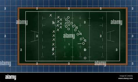 Image Of A School Board Showing Football Play Diagrams With X And O