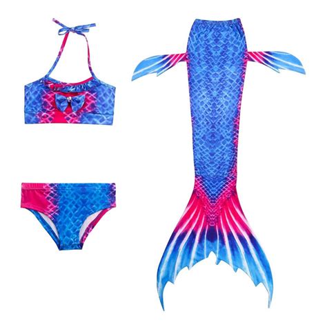 Malla Bikini Cola Sirena Premium Infantil Niñas Traje Baño Variante Diseño Azul Atrix