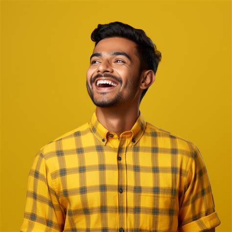 Premium Photo A Hyper Realistic Happiest Indian Handsome Man In Chex