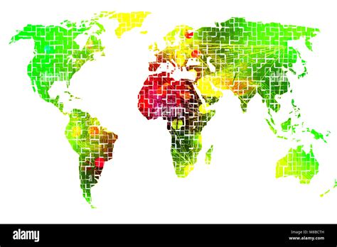 Digital world map with all continents Stock Photo - Alamy