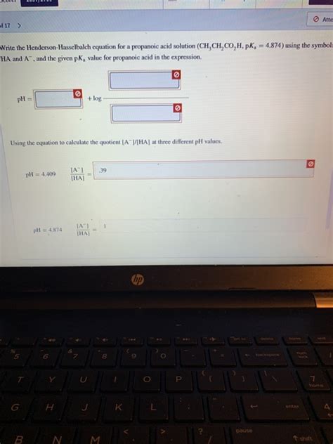 Solved Att Write The Henderson Hasselbalch Equation Chegg