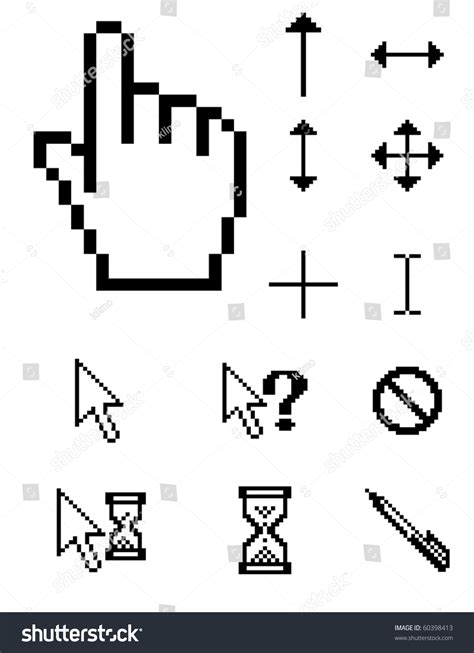 Set Vector Pixel Cursors Stock Vector Royalty Free 60398413