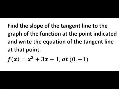 Equation Slope Of A Tangent Line At A Point Calculus Graphing