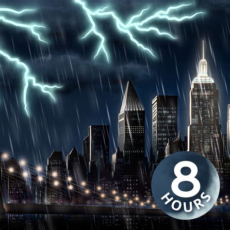 Nighttime City Rain & Thunder | 8 Hour Thunderstorm Sounds for S…