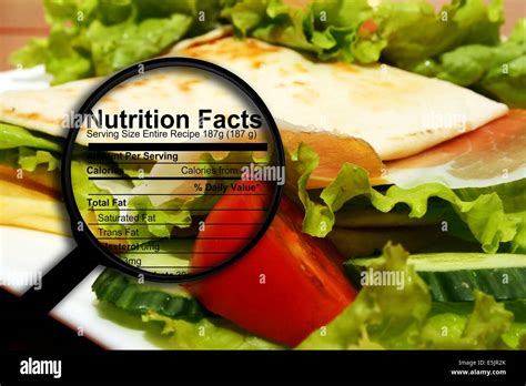 Food Nutrition Facts Stock Photo Alamy