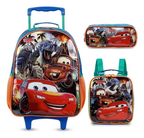 Mochila Rodinha Lancheira Estojo Carros Mcqueen Disney Mercadolivre