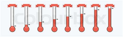 Illustration Of Red Thermometers With Different Levels Flat Style Eps10 Stock Vector