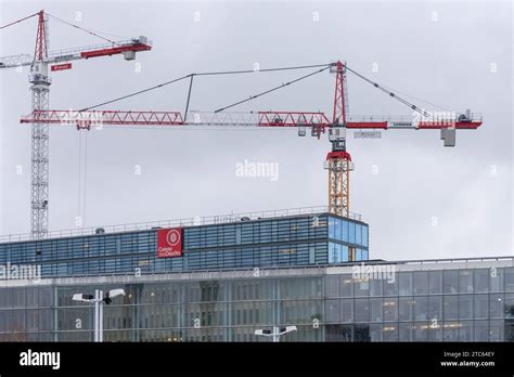 Paris France Red White And Yellow Tower Crane Liebherr 630 Ec H 40