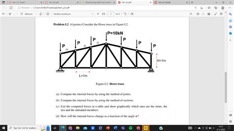 Problem I.2 (4 points) Consider the Howe truss in | Chegg.com