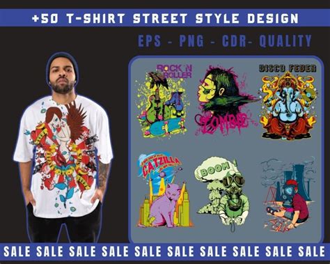 50 T-SHIRT STREET STYLE Designs Commercial Use Files Eps, Png, Cdr ...