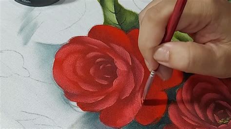 Como Pintar Rosa Vermelha Pintura Em Tecido Luciana Dalponte Youtube