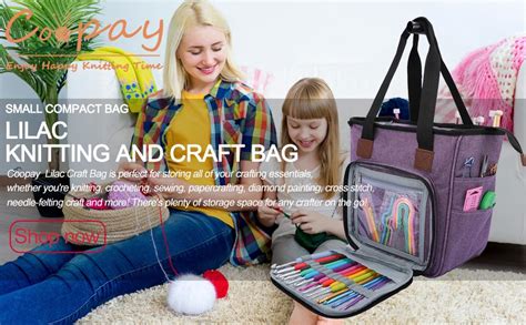 Coopay Craft Bag For Crochet Knitting Cross Stitch Knitting Bags And