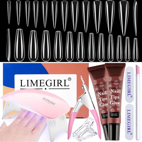 Amazon Limegirl Kit de 480 puntas de uñas y pegamento de gel con