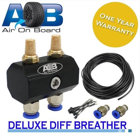 AIR ON BOARD DIFF BREATHER DELUXE KIT 110 UNIVERSAL 2 PORT BLACK HOSE