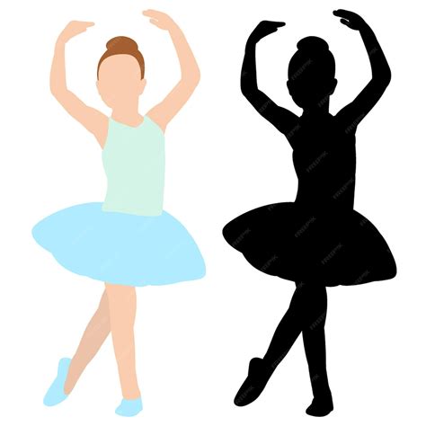 Silueta De Un Bailarina Niña Niño Bailando Ballet Vector Premium