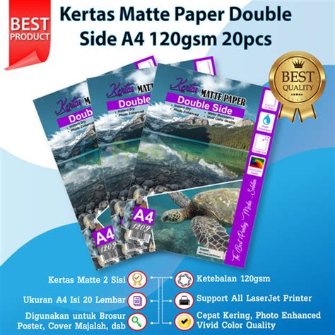 Jual Kertas Foto A4 120gsm 1 Pack20pcs Kertas Matte Double Side