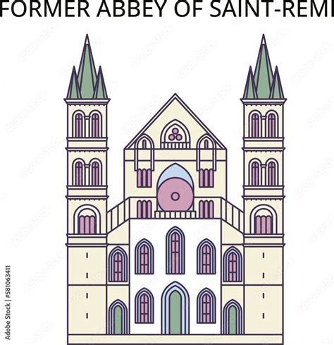 France Former Abbey Of Saint Remi Landmark Tourism Landmarks Vector