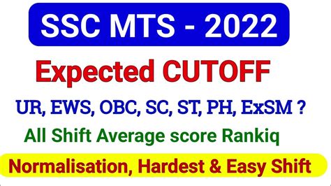 Expected Cutoff Ssc Mts All Shift Average Score Ssc Mts Ssc