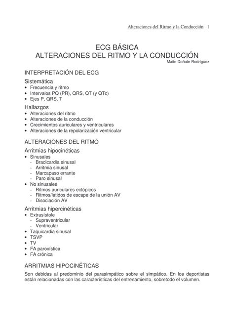 Electrocardiografia Basica Alteraciones Del Ritmo Y La Conduccion