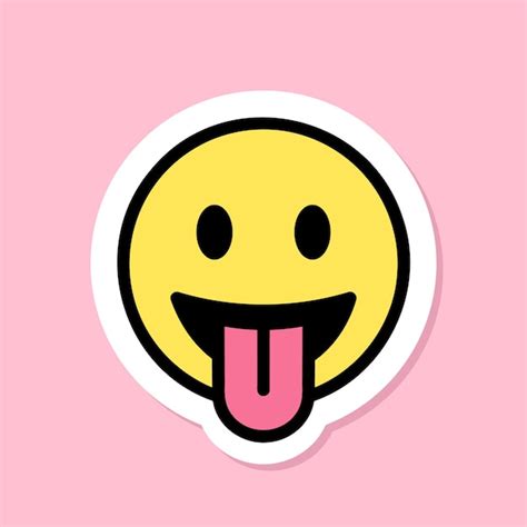 Cara Con Lengua Emoji Pegatina Pegatina Linda En Fondo Rosado Elemento