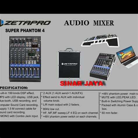 Jual ORIGINAL MIXER AUDIO ZETAPRO SUPER PHANTOM 4 4CH FREE KOPER