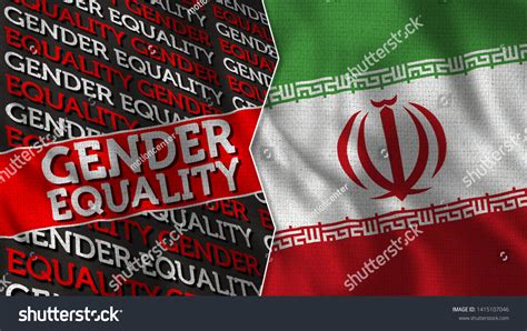 Iran Gender Equality Title Flag Together Stock Illustration 1415107046