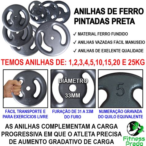 Kit Kg Anilhas Barra De Cm E De Cm Maci As Para Muscula O