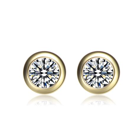 Buy Round Solitaire Aaa Cz Cubic Zirconia Bezel Set Stud Earrings For