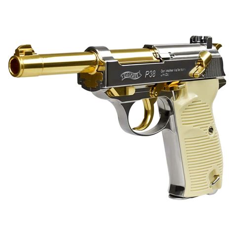 Walther P38 Gold 4 5 Mm Stahl BB Blow Back Co2 Pistole P18