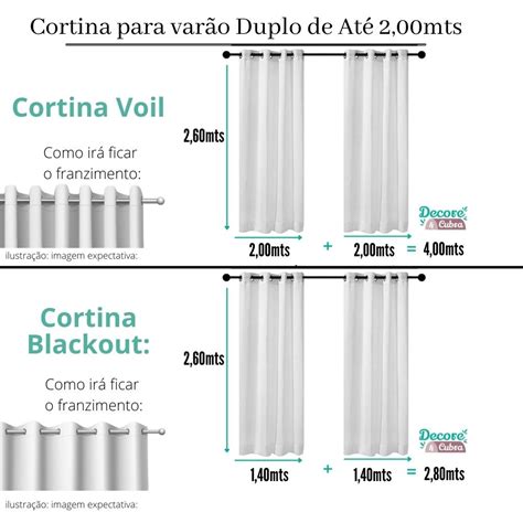 Kit Cortina Blackout Voil P Varão Duplo de Até 2 00mts larg x 2 60