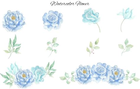 Predise Adas De Flor Acuarela Rosa Azul Vector Premium