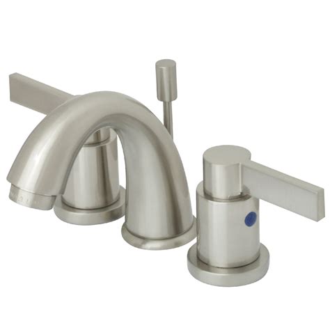 Modern Two Handle 3 Hole Deck Mounted Widespread Bathroom Faucet With