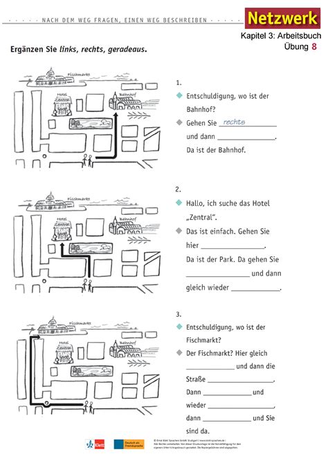 Arbeitsblatt Wegbeschreibung Richtungen Alem O