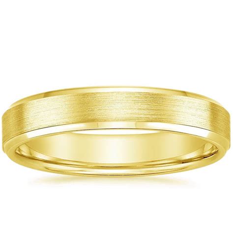 6 5mm Beveled Edge Matte Wedding Ring In 18K Yellow Gold