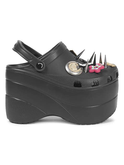 Balenciaga Black Foam Platform Crocs With Spikes Lyst