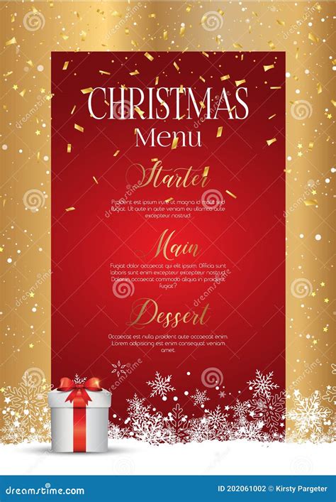 Elegant Christmas Menu Design Stock Vector Illustration Of Star Snow