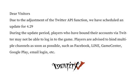 Identity V On Twitter Dear Visitors Due To The Adjustment Of The