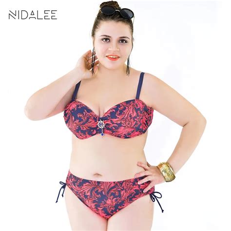 NIDALEE Fat Bikini 2017 Women Plus Size Swimwear Sexy Bikinis Women