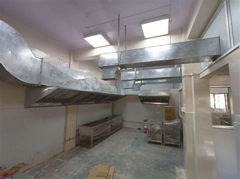 Rectangular Wall Mounted Commercial Kitchen Chimney Gi Hood And Ducting