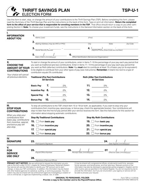 Tsp U 1 Form ≡ Fill Out Printable Pdf Forms Online