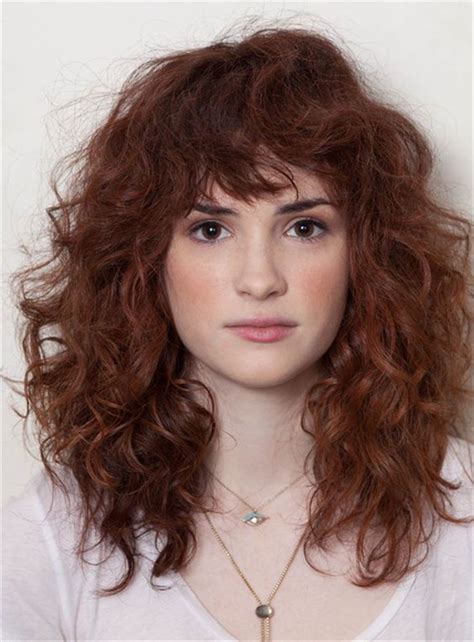 Trendy Layered Long Curly Hair Capless Synthetic Hair With Bangs Wigs 14 Inches Long Hair