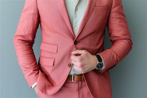 Premium Photo A Man Wearing A Pink Suit And White Shirt