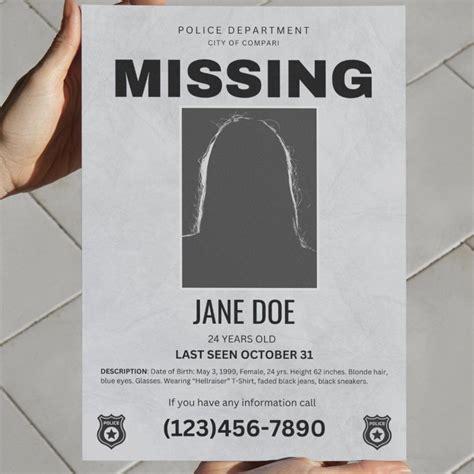 Personalized Halloween Missing Person Poster Template Digital Canva