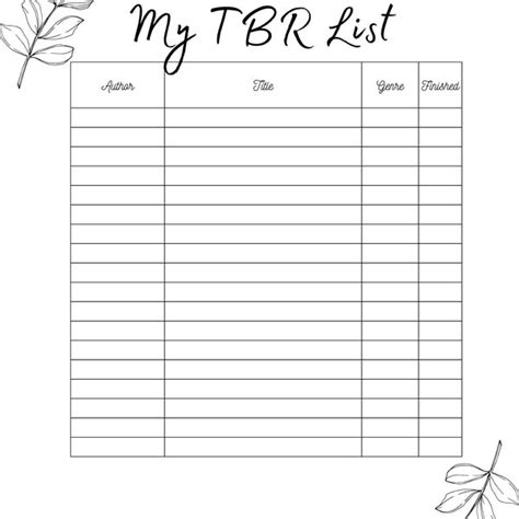 Book Tbr List Template Goodnotes Etsy