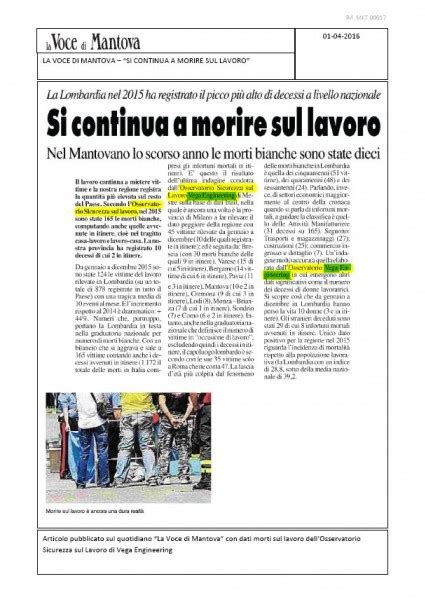 La Voce Di Mantova Si Continua A Morire Sul Lavoro