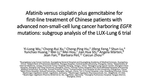 Afatinib Versus Cisplatin Plus Gemcitabine For First Line Treatment Of