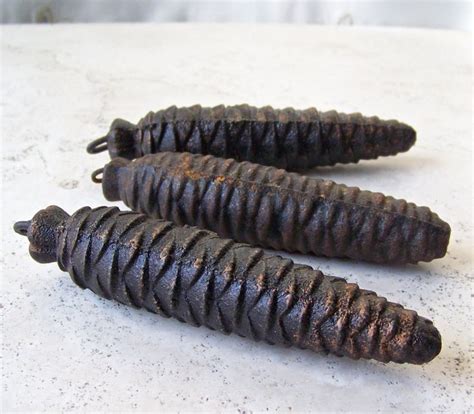 Elegant Cast Iron Pine Cone Clock Weights Vintage S